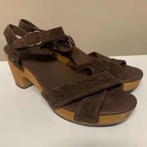 UGG Luella 1000803 Dark Brown Wooden Sandals